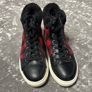 Marc Fisher Red and Black High-Top Sneakers